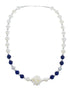 Fresh Water Pearl with Lapis Sterling Silver Bead Necklace KX121310